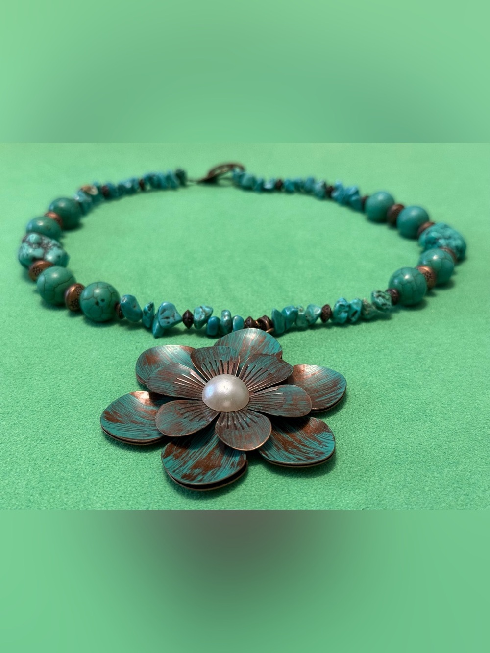 Turquoise Floral Pendant Necklace